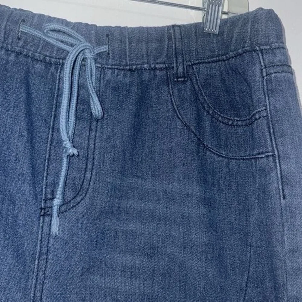 Elastic Waist Denim Jogger Jeans XXL Relaxed Fit Blue Wash Drawstring Waistband - Picture 4 of 12
